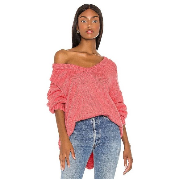 Free People Sweaters - FREE PEOPLE Sweater Womens Small Pink Brookside Tunic Pullover Oversized Slouchy